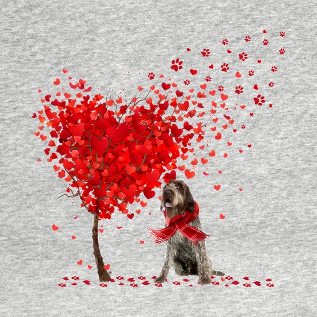 Valentine's Day Heart Tree Wirehaired Pointing Griffon by PlumleelaurineArt